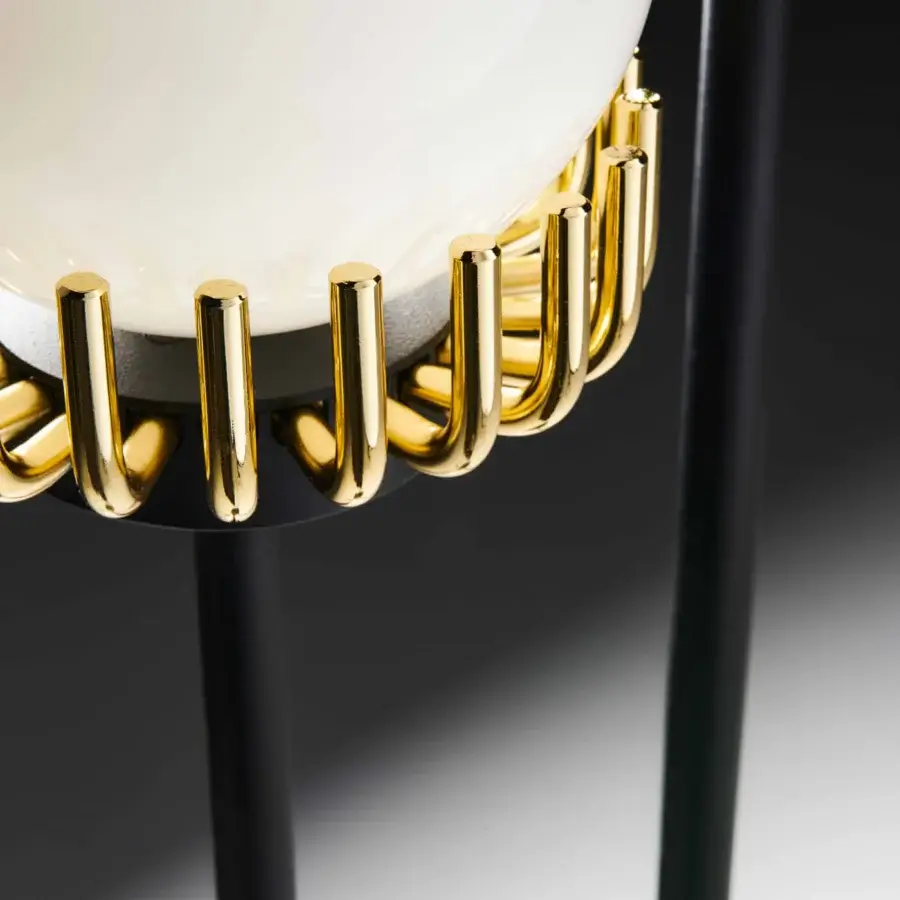Exclusive Black Tie Lucy floor lamp with luminous spheres built in polished gold and glossy black metal