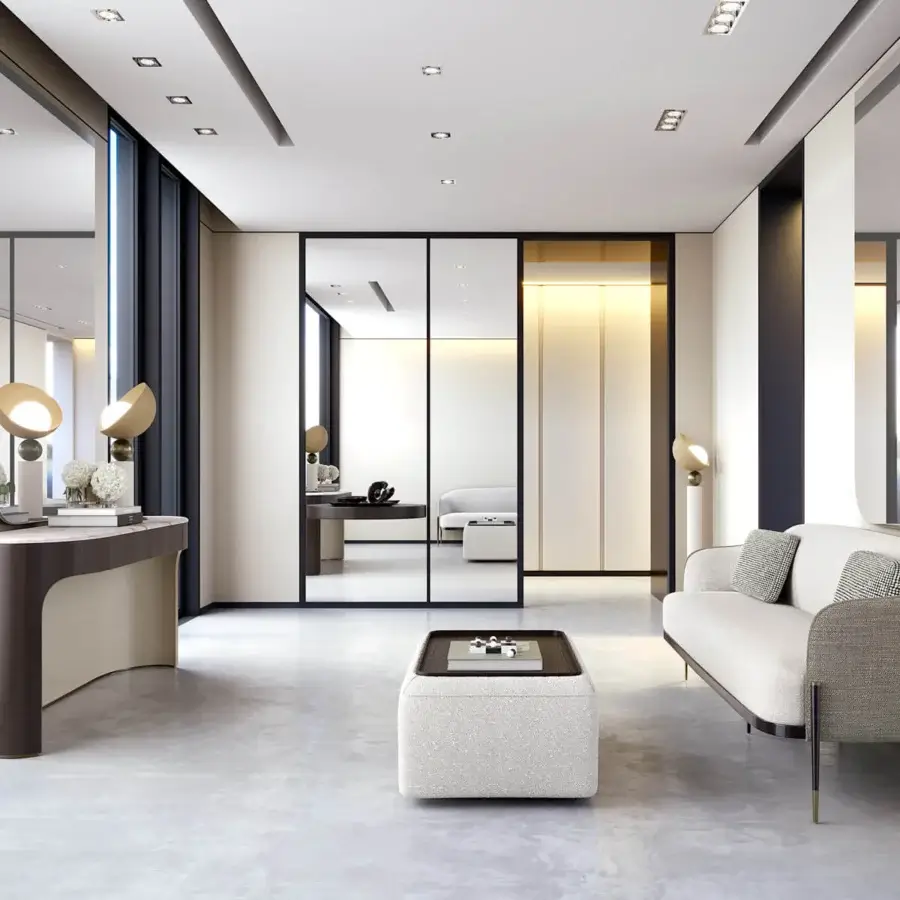 Captivating Capital Clori console crafted with light beige wood veneer, dark brown accents, and lacquered or marble top