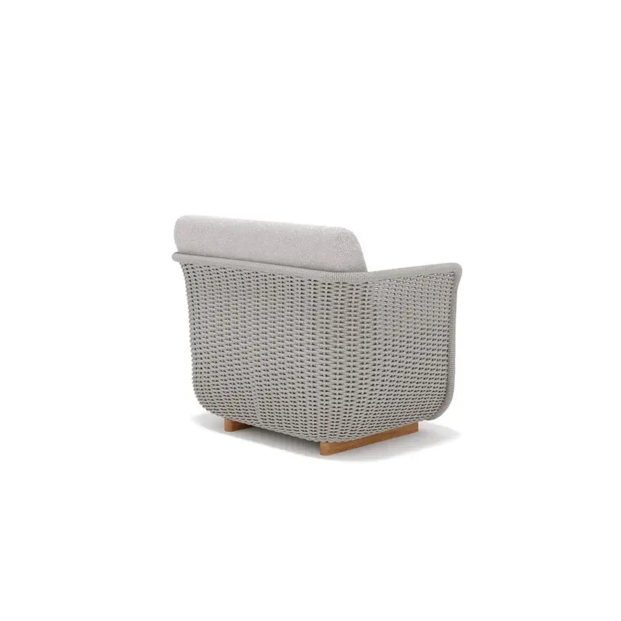 Captivating Atmosphera Bellagio lounge chair with hand-woven melange-colored acrylic yarn and light gray textile upholstery