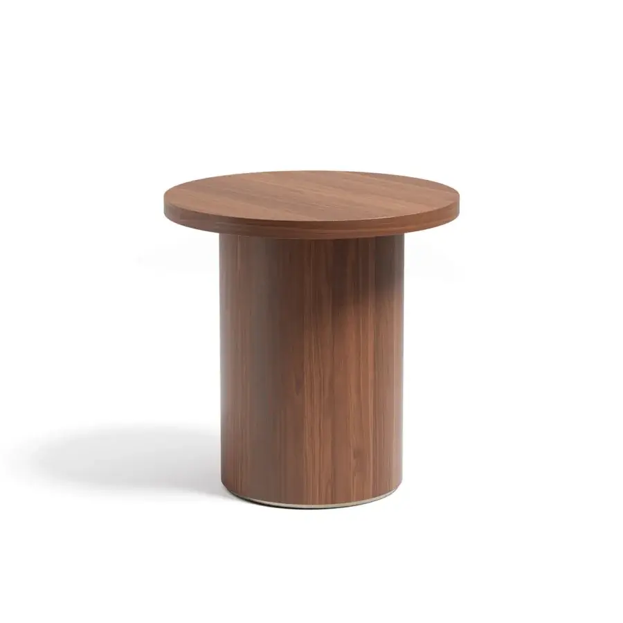 Distinguished Capital Icaro side table crafted with beautiful wood in a medium-toned brown hue and satin finish