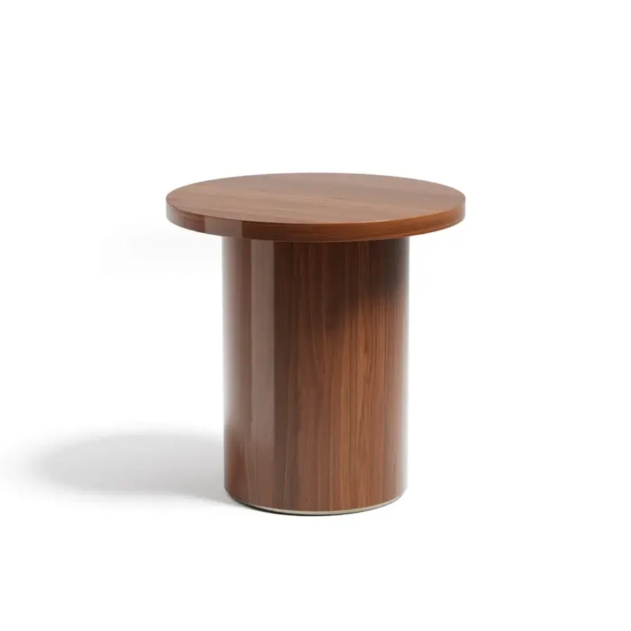 Elegant Capital Icaro side table built with wood in a warm medium-toned brown with a glossy finish