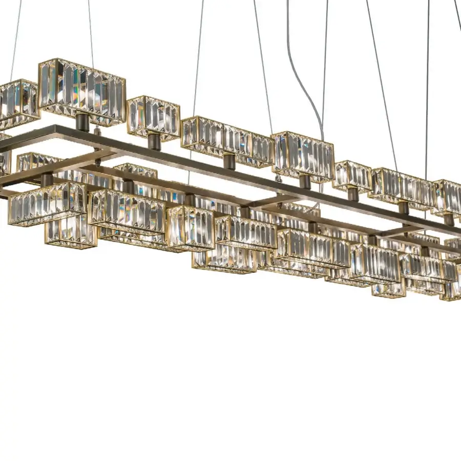 Superior Patrizia Garganti Tur chandelier built with repeating crystal modules encased in dark matte metallic structure