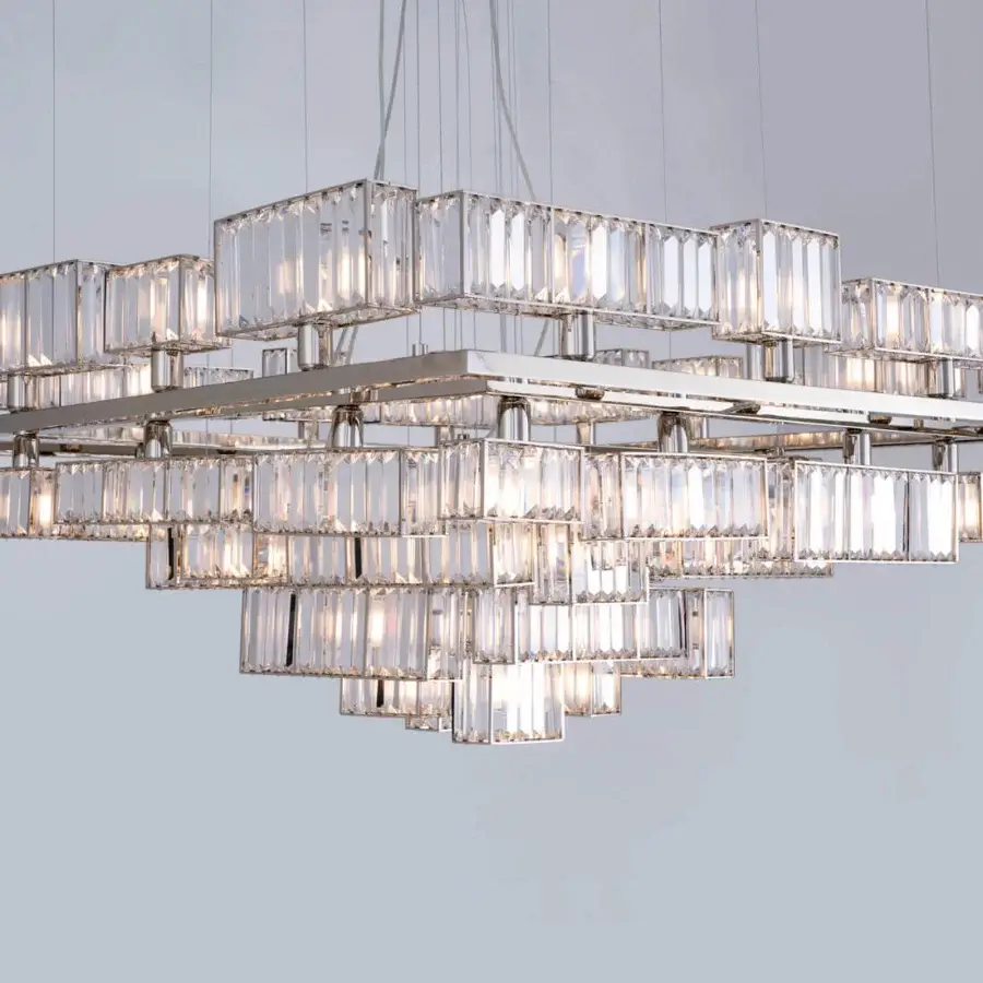Distinguished Patrizia Garganti Tur XL chandelier crafted with a polished metal framework and hand-assembled clear crystal elements
