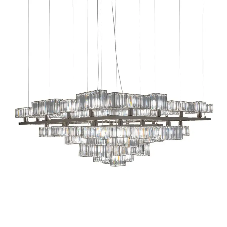 Exceptional Patrizia Garganti Tur XL chandelier built with dark-toned metal and hand-assembled crystal elements in a satin finish