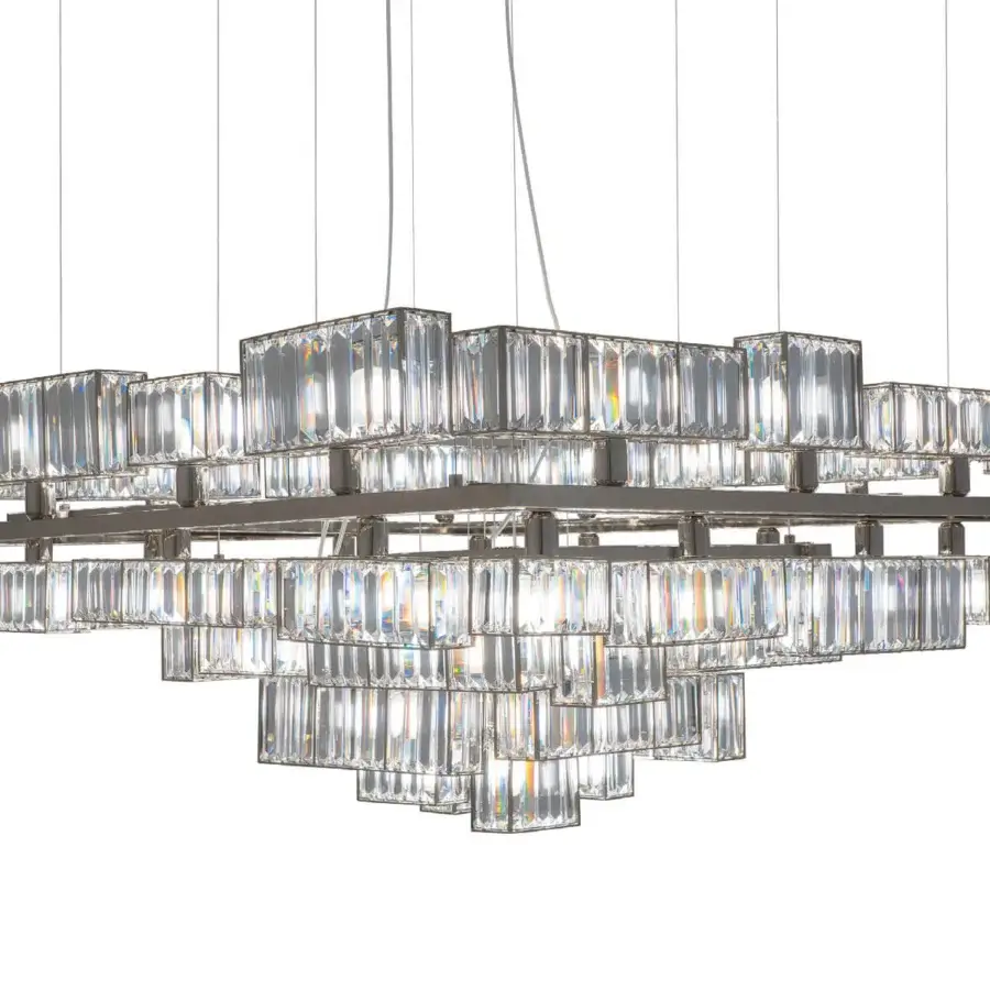 Superior Patrizia Garganti Tur XL chandelier crafted in Italy with crystal elements and brushed metallic finish