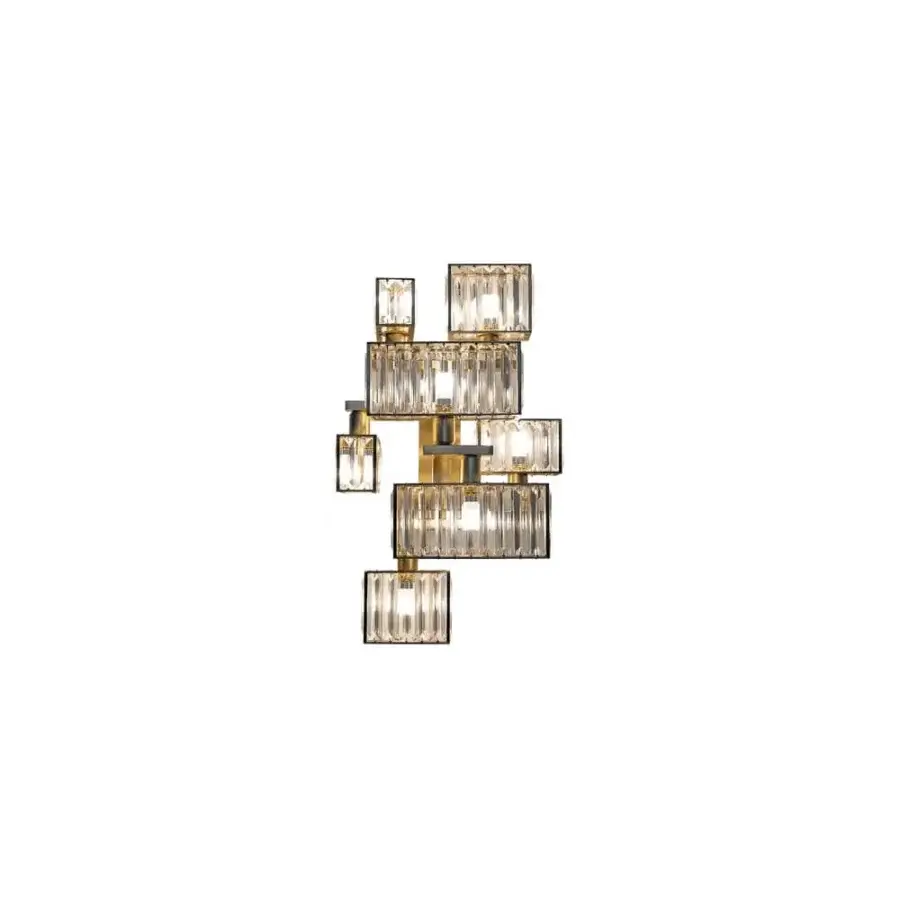 Exquisite Patrizia Garganti Tur wall lamp crafted in polished golden metal with hand-assembled crystal elements
