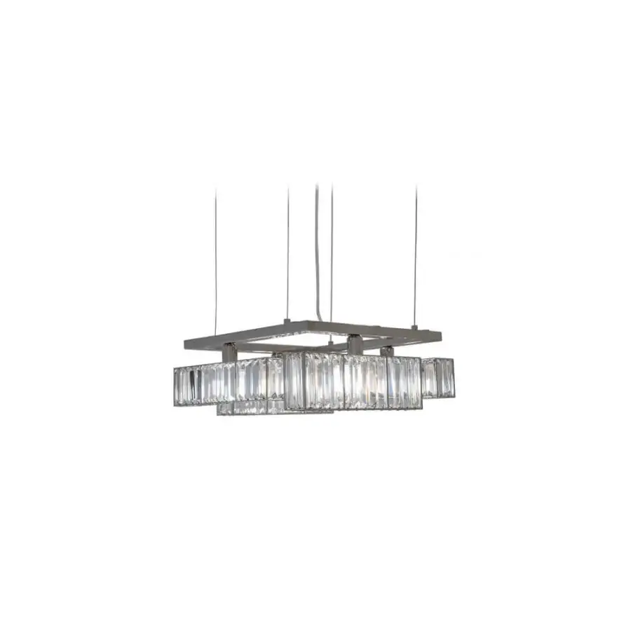 Exceptional Patrizia Garganti Tur suspension lamp crafted with hand-assembled crystal modules in a matte gray metal frame