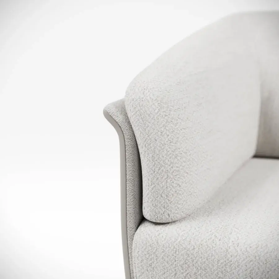 Superior Capital Allure sofa with sculpted organic form and inviting proportions in neutral beige fabric with matte finish