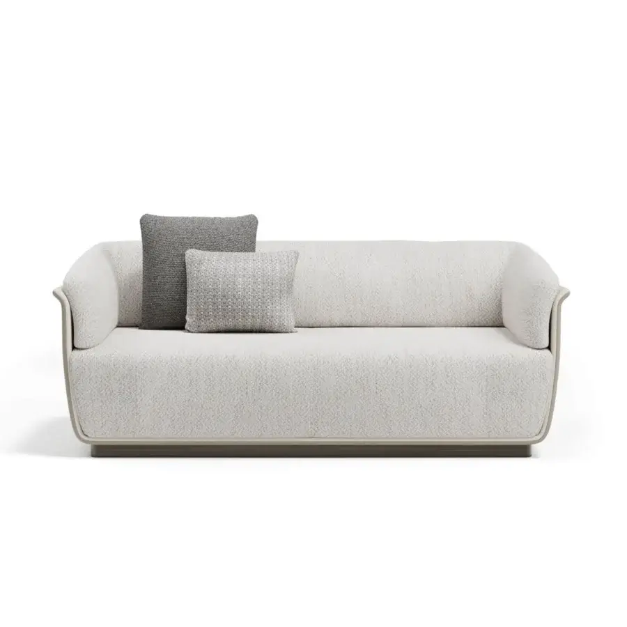 Distinguished Capital Allure sofa with softly sculpted form and inviting proportions in creamy off-white textured textile with matte finish