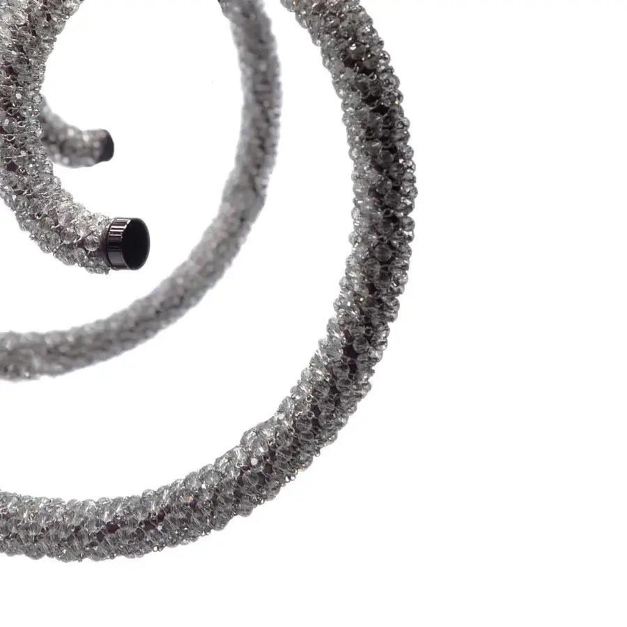 Exquisite Patrizia Garganti 1180 wall lamp with a silvery-gray crystal web and faceted bead texture