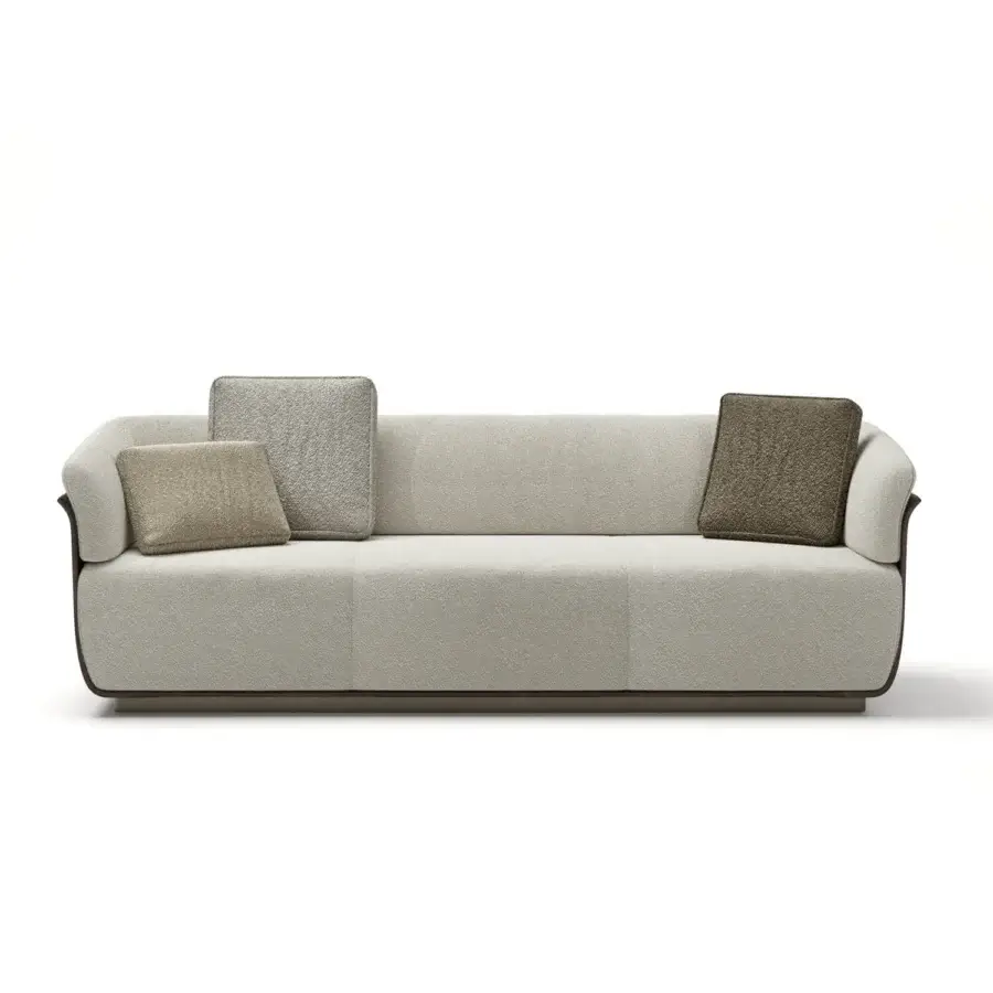 Superior Capital Allure W sofa with light beige textured fabric upholstery and satin carved wooden frame