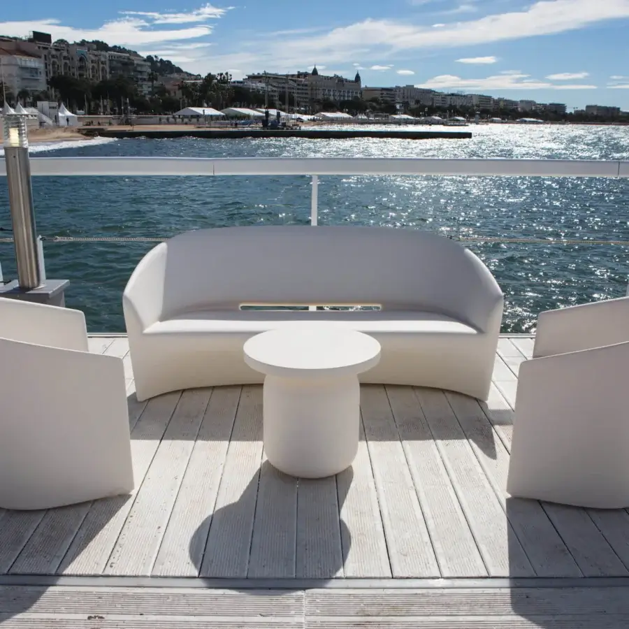 Captivating Serralunga Pine Beach lounge chair crafted in white recyclable LLDPE with smooth matte finish