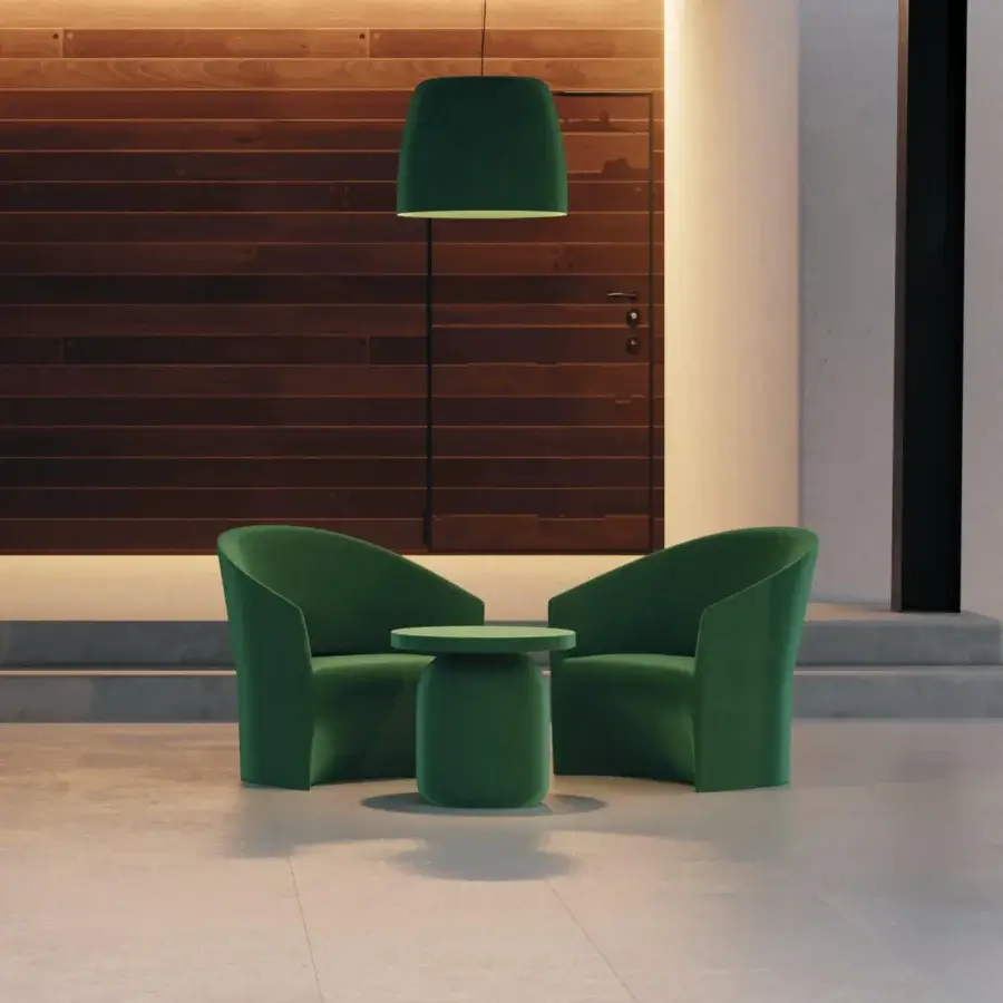 Distinguished Serralunga Pine Beach lounge chair in deep green recyclable LLDPE with a matte finish