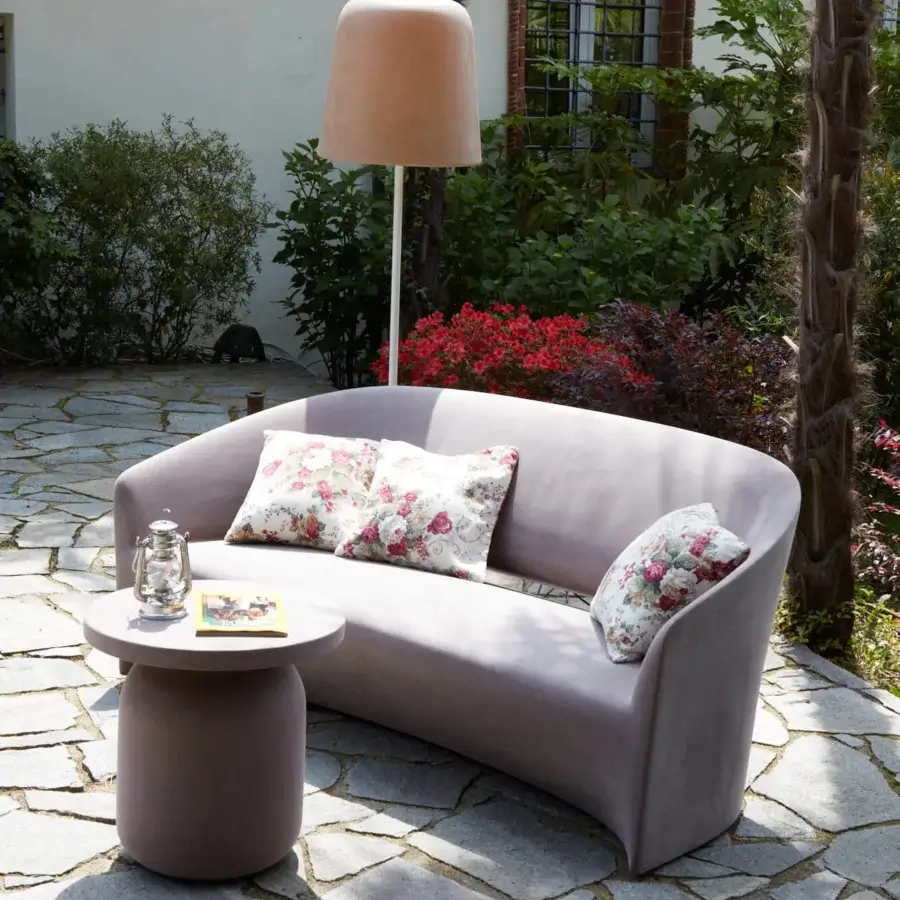 Distinguished Serralunga Pine Beach sofa crafted in lavender 100% recyclable LLDPE with a matte finish