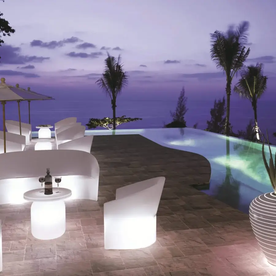Distinguished Serralunga Pine Beach sofa crafted in white 100% recyclable LLDPE with a smooth matte finish