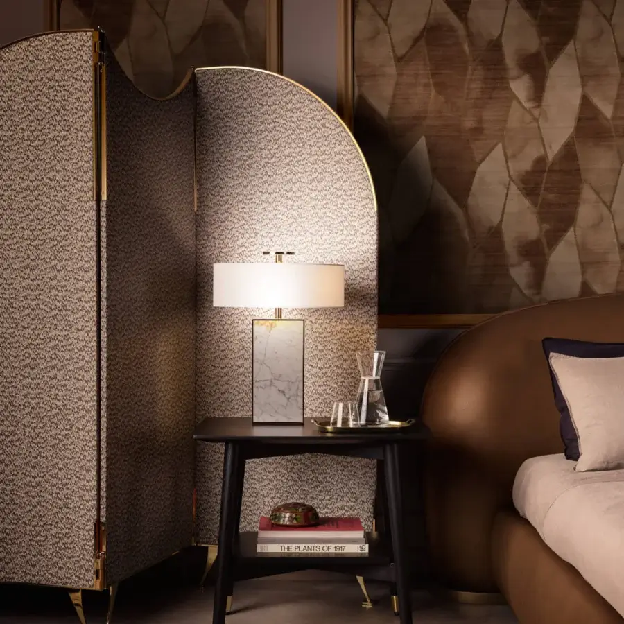 Superior Black Tie Thelma table lamp in white Carrara marble and sleek black finish creates softly diffused light