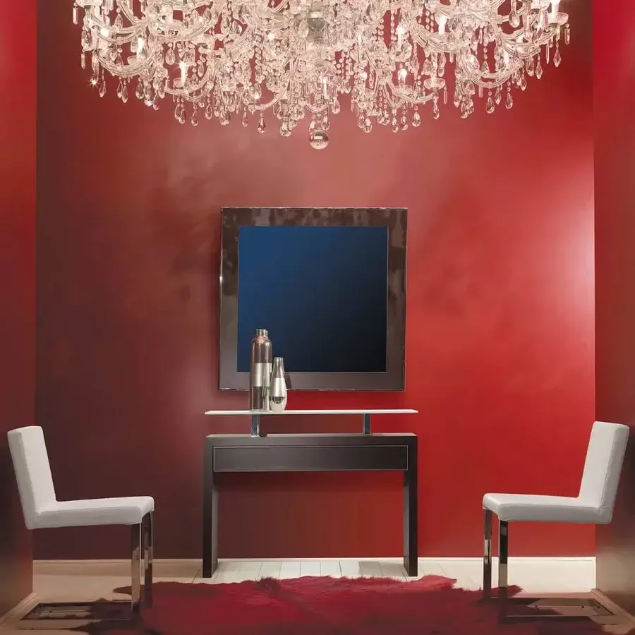 Captivating Ivano Antonello Italia Ade console with a dark glossy lacquered wood frame and sleek steel tube structure