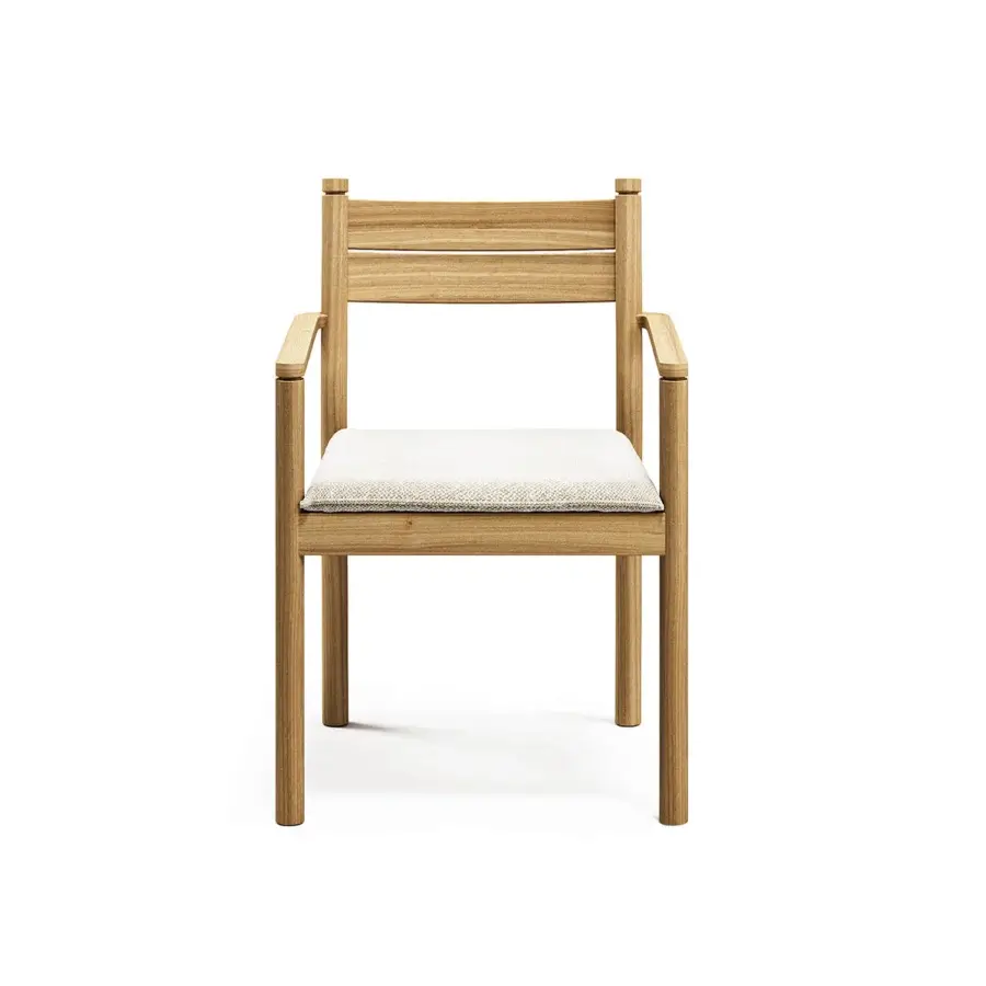 Superior Atmosphera Panama armchair built in wood with a satin finish and speckled off-white gray cushion