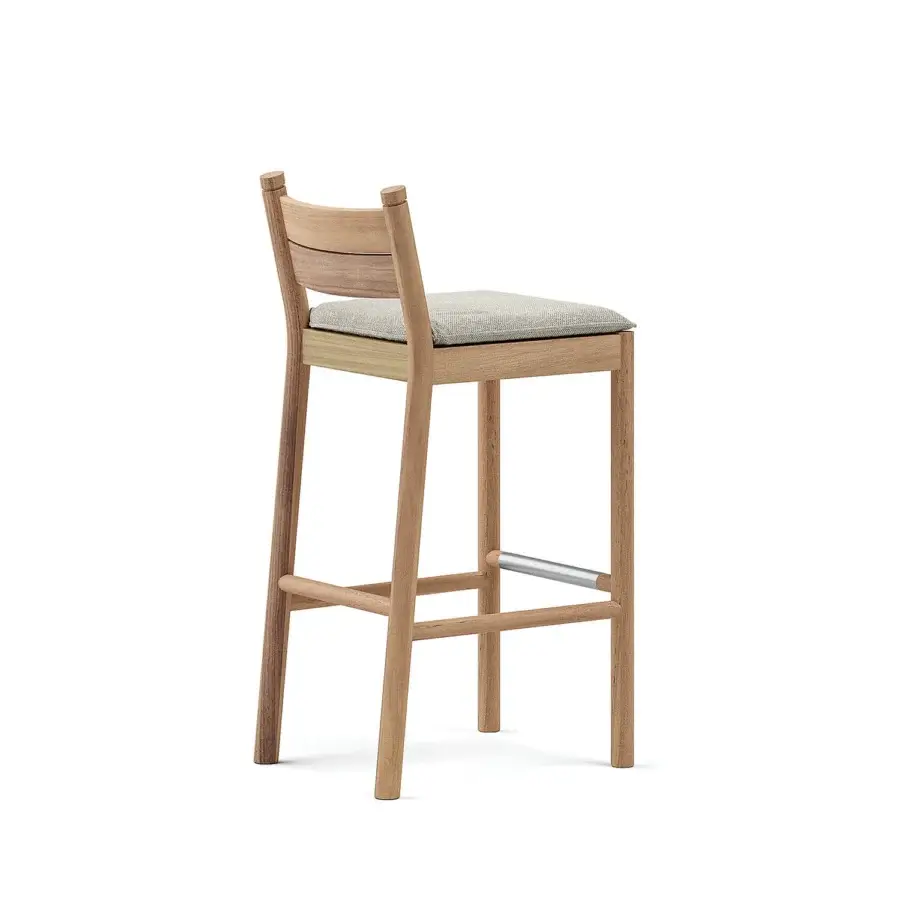 Sophisticated Atmosphera Panama stool built in wood with satin finish and comfortable light grey seat cushion