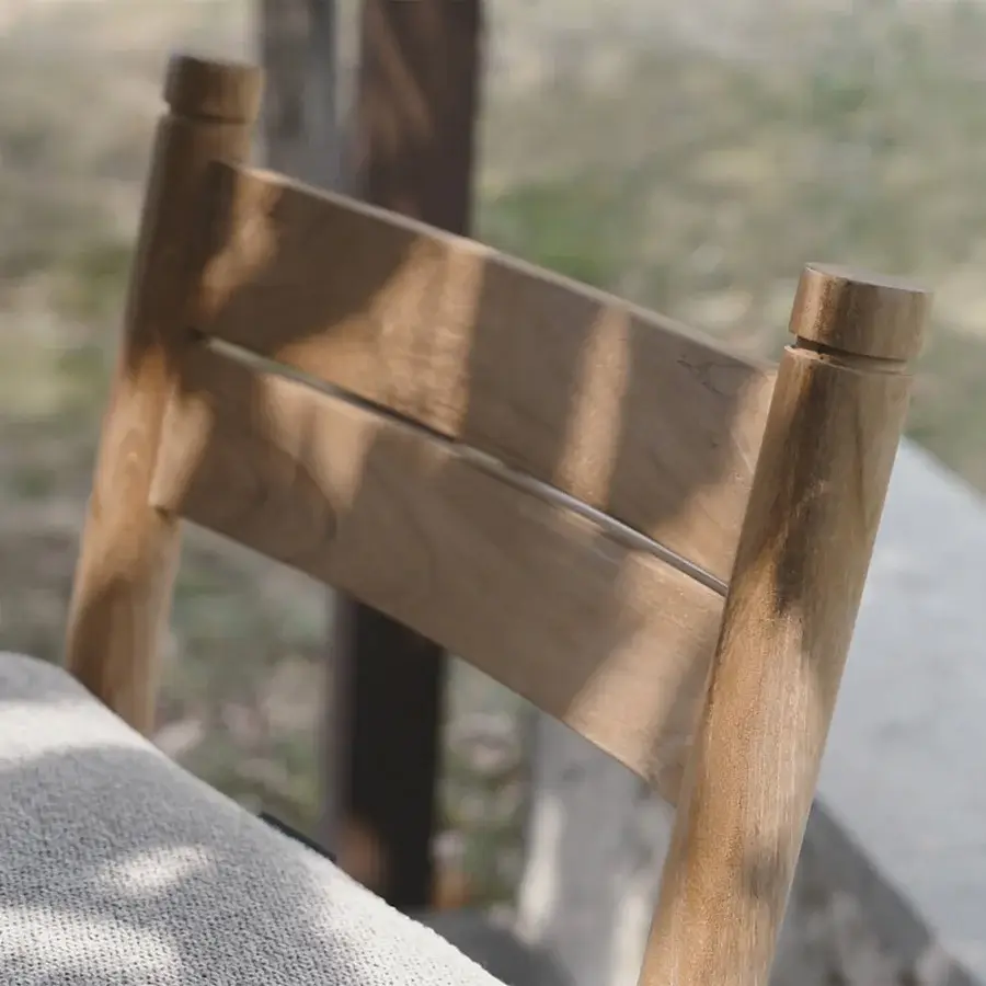 Exceptional Atmosphera Panama stool crafted in timber with a warm medium-brown satin finish and curved backrest