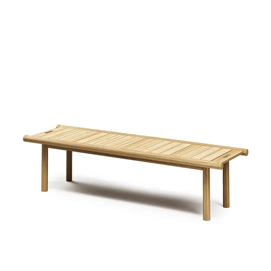 Distinguished Atmosphera Panama bench crafted in teak wood with a smooth satin finish for comfortable seating