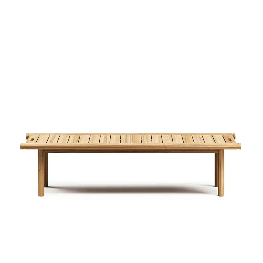 Exceptional Atmosphera Panama bench crafted in teak wood with a satin finish and a premium padded cushion