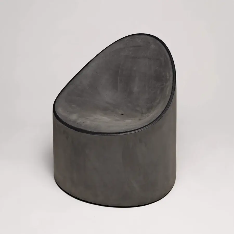 Exclusive Serralunga Bay Lounge chair in dark gray LLDPE plastic with a Moleskin finish offers a refined comfortable seating experience