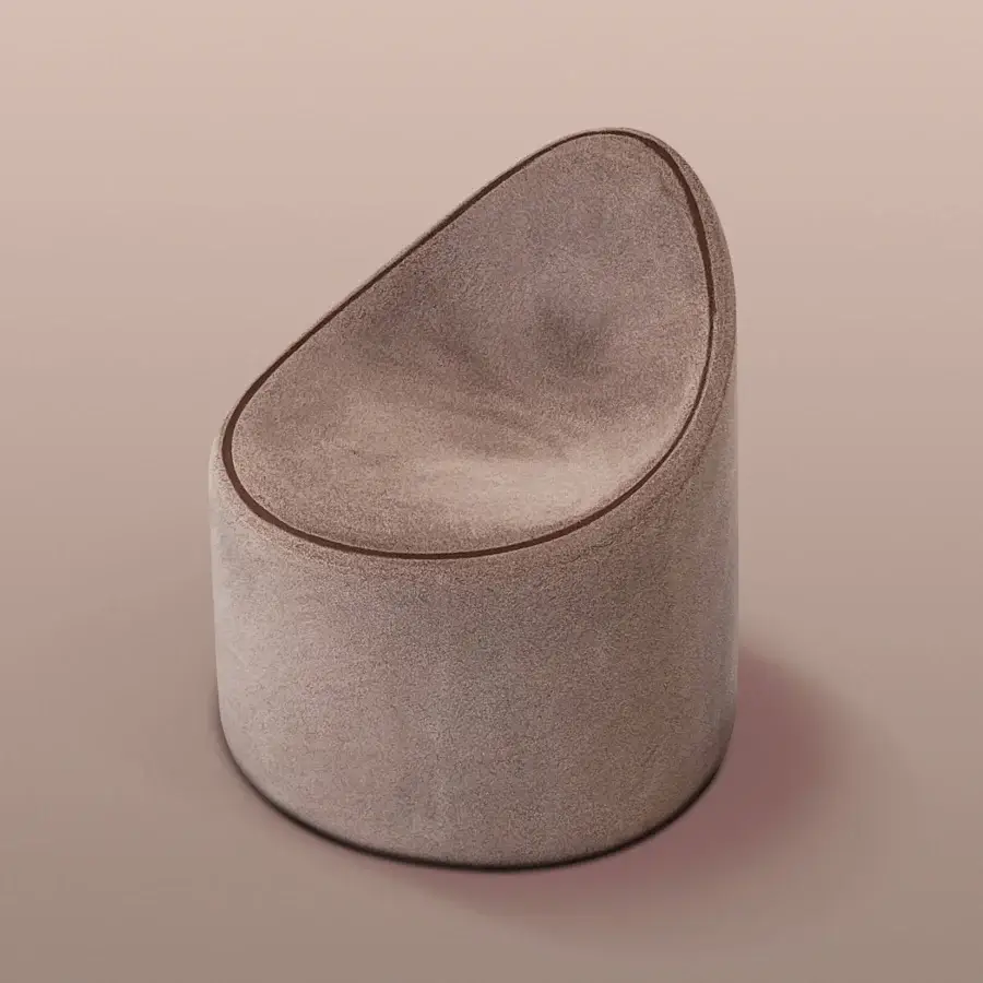 Refined Serralunga Bay Lounge chair in dusty rose LLDPE plastic with exclusive Moleskin texture