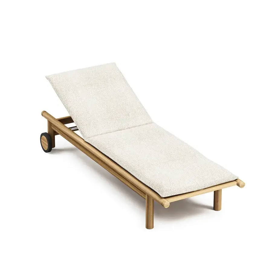 Exceptional Atmosphera Panama lounger crafted with satin teak and off-white cushioning for comfortable outdoor relaxation
