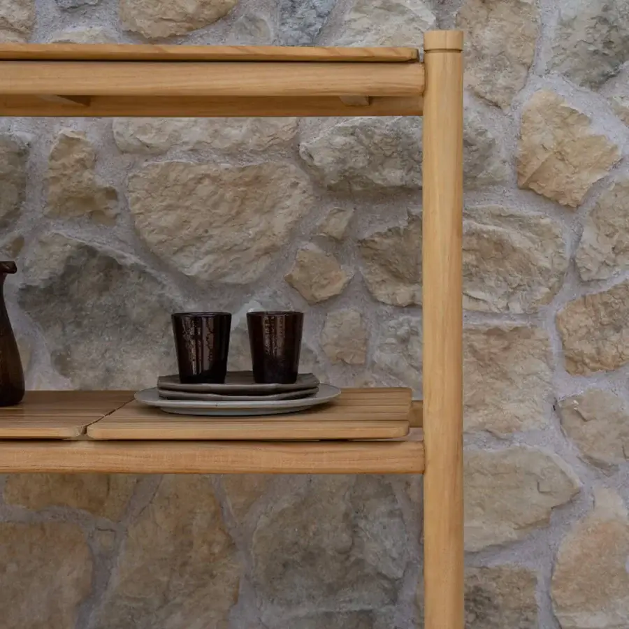 Elegant Atmosphera Panama console crafted with timber exhibiting a smooth satin finish and spacious removable shelves