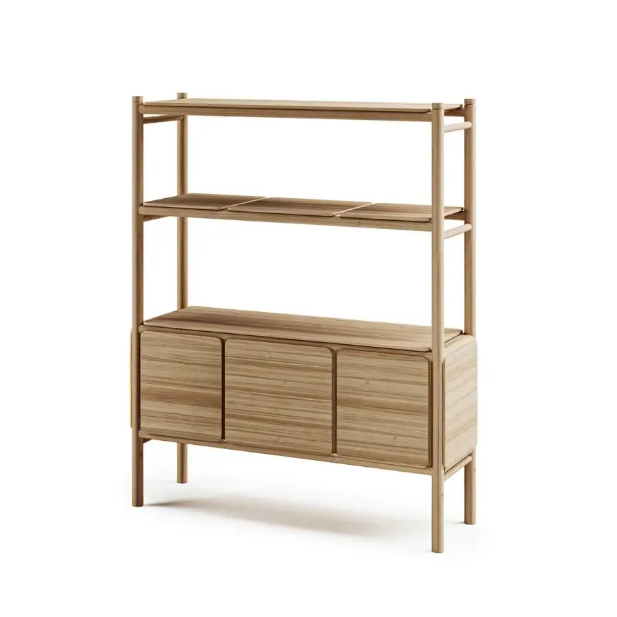 Refined Atmosphera Panama cabinet built in light beige timber with a satin finish and subtle grooves