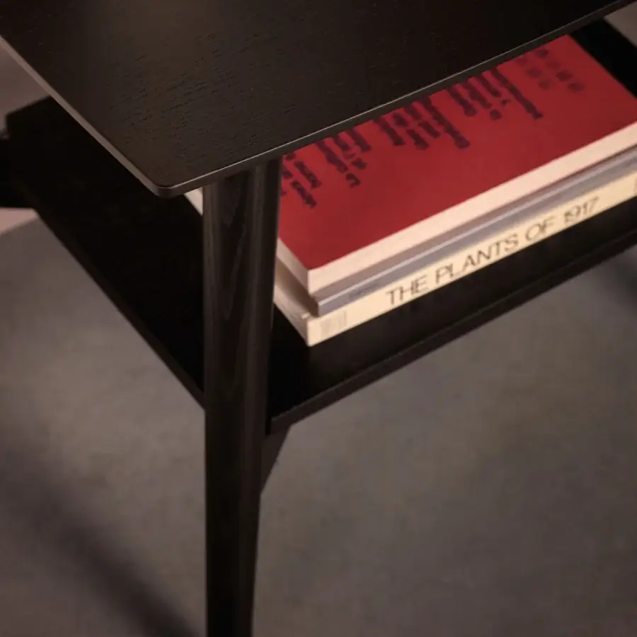 Captivating Black Tie Alfio nightstand crafted in wood with matte black finish and subtle gold-toned metal accents