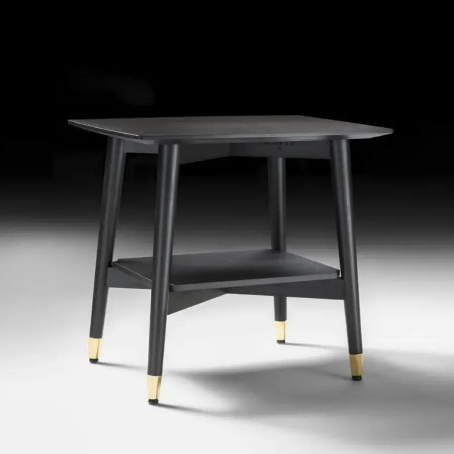 Elegant Black Tie Alfio nightstand crafted in Italy with matte dark gray finish and subtle gold accents