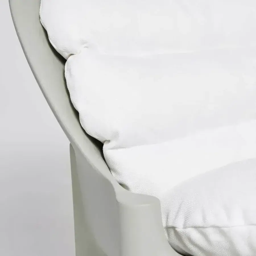 Elegant Serralunga Balzac sofa with a curved form built in LLDPE with a matte light grey-green finish
