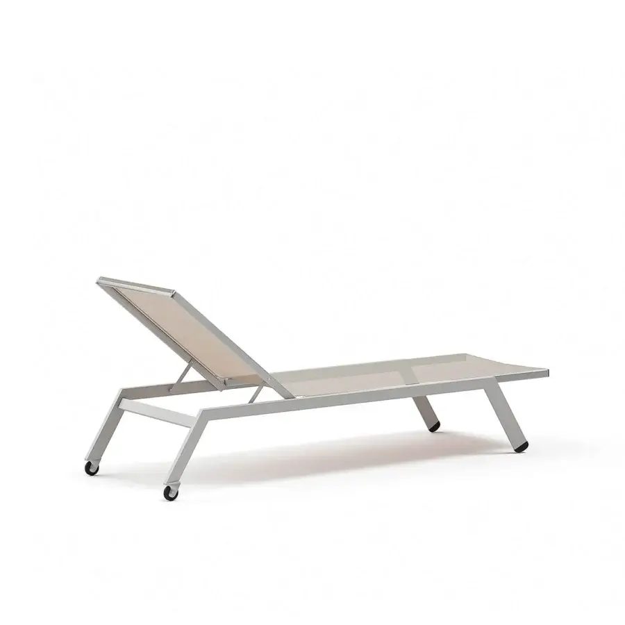 Distinguished Atmosphera Maxim chaise lounge with an aluminum frame and breathable beige Textilene fabric upholstery with epoxy finish