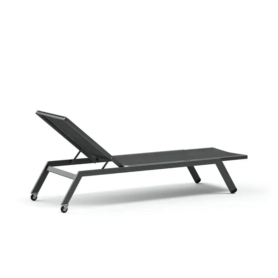 Exclusive Atmosphera Maxim chaise lounge with a resilient aluminum frame and breathable Textilene in dark gray with epoxy paint