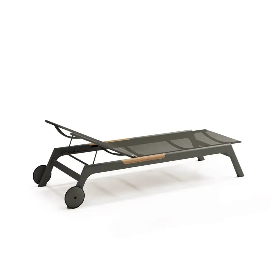 Superior Atmosphera Nevada chaise lounge with graphite aluminum, warm teak inserts and sleek finish