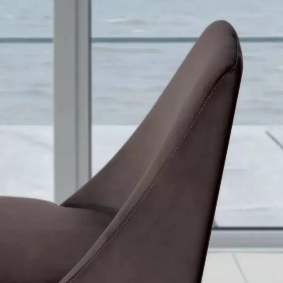 Exceptional Ivano Antonello Italia Ketty dining chair with muted brown textile upholstery and smooth matte finish