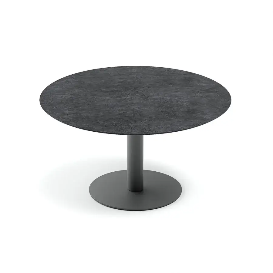 Distinguished Atmosphera Arena table with a textured matte gres tabletop and dark matte metal base
