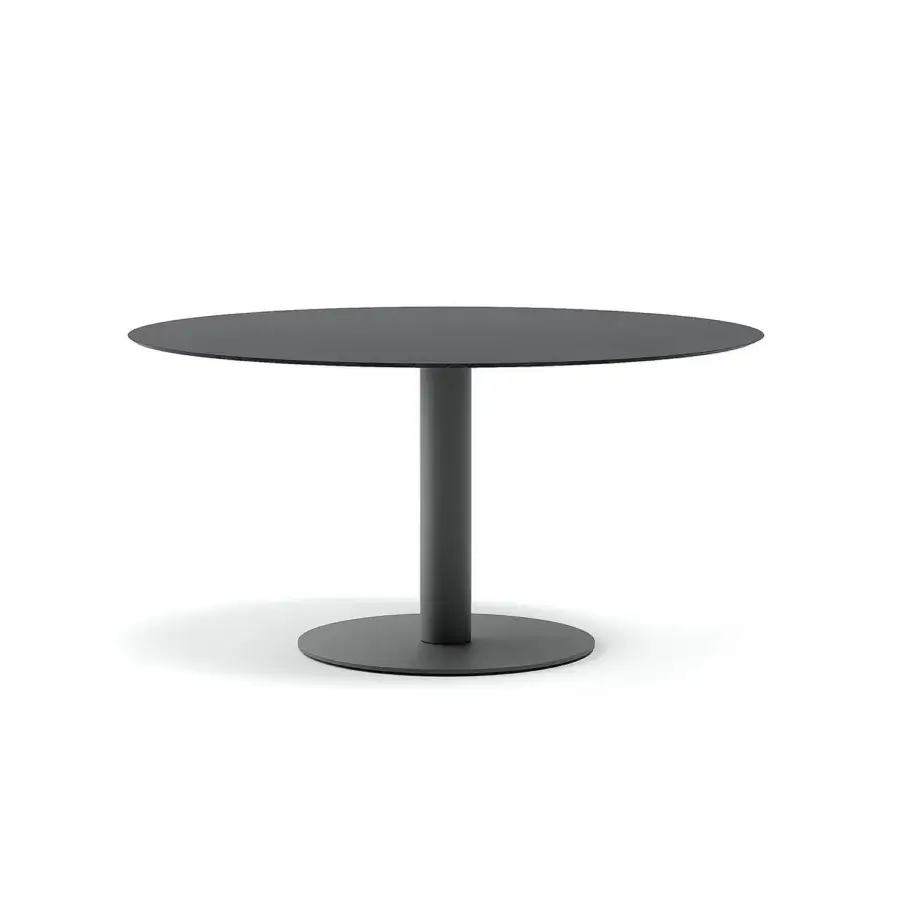 Elegant Atmosphera Arena table with a durable gres tabletop and solid metal base in dark gray matte finish