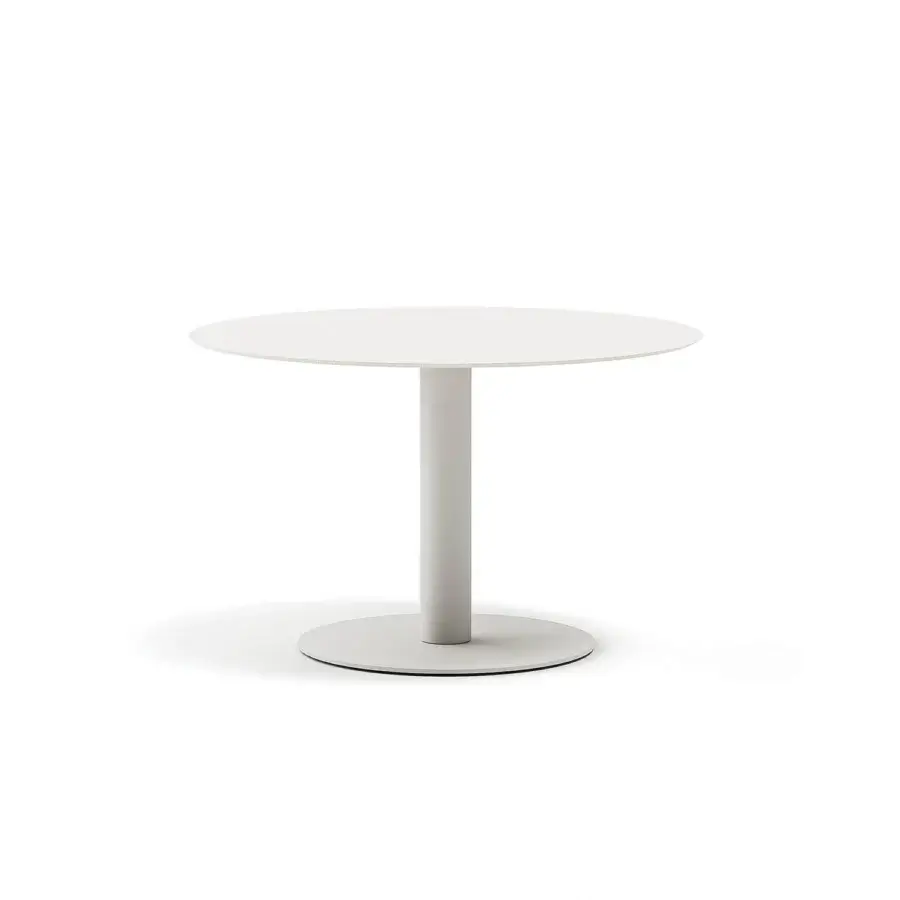 Exceptional Atmosphera Arena table crafted with a cream HPL tabletop and solid gres base for lasting outdoor beauty