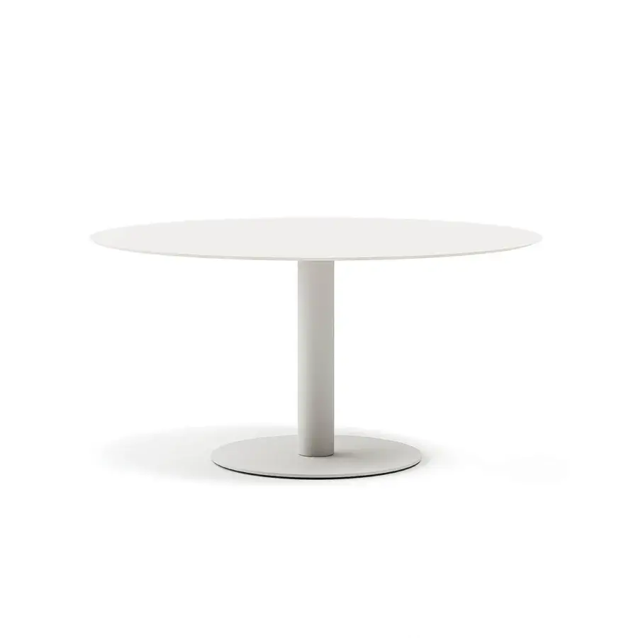 Superior Atmosphera Arena table with matte cream gres tabletop and proportionally balanced pedestal built with a smooth finish