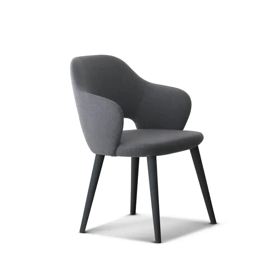 Distinguished Ivano Antonello Italia Letizia dining chair with enveloping gray fabric upholstery and refined matte beech wood legs