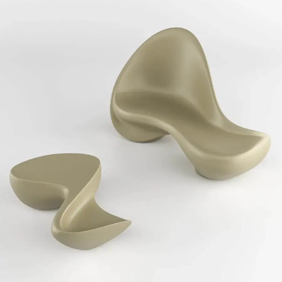 Distinguished Serralunga Ripple sofa sculpted from earthy beige LLDPE with a lacquered finish offers versatile configurations