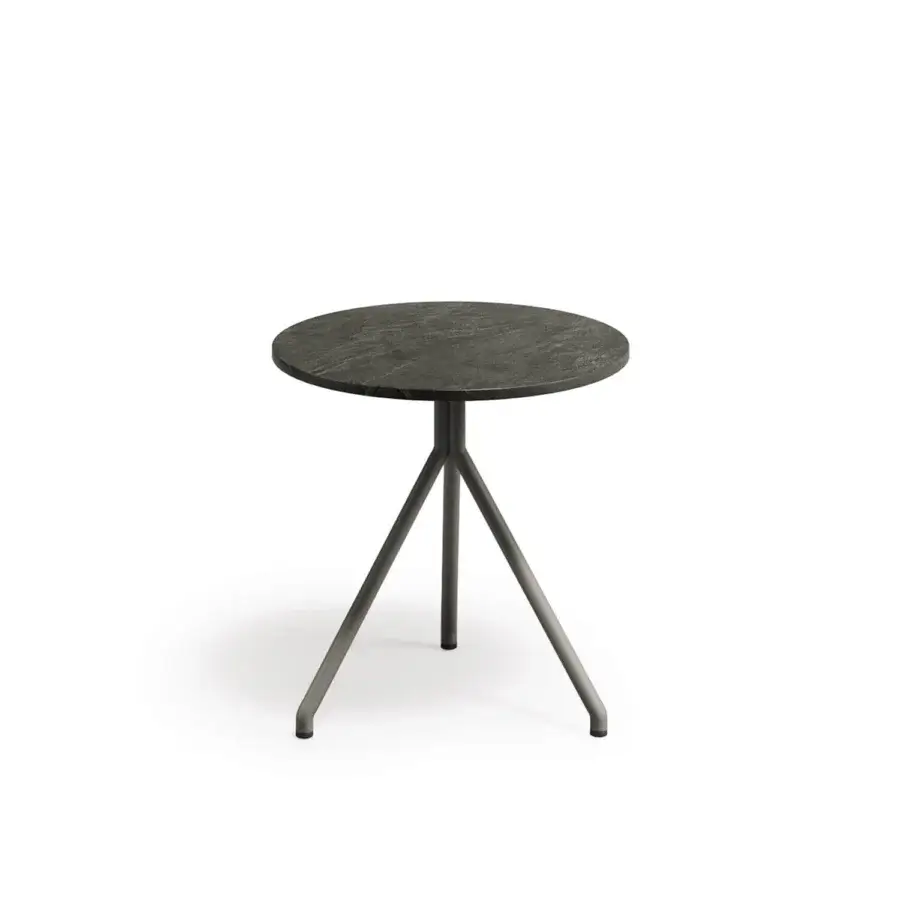 Distinguished Atmosphera Trio side table with dark gray stoneware top and matte graphite aluminum legs
