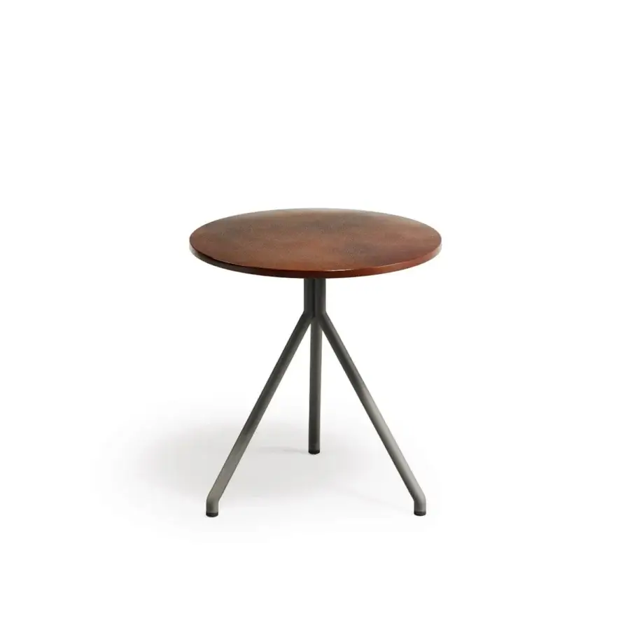 Exceptional Atmosphera Trio side table with reddish-brown gres tabletop and dark gray aluminum base