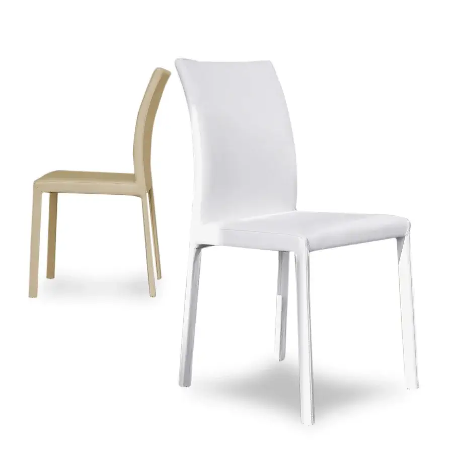 Captivating Ivano Antonello Italia Lucy dining chair with steel structure and satin-finish white upholstery