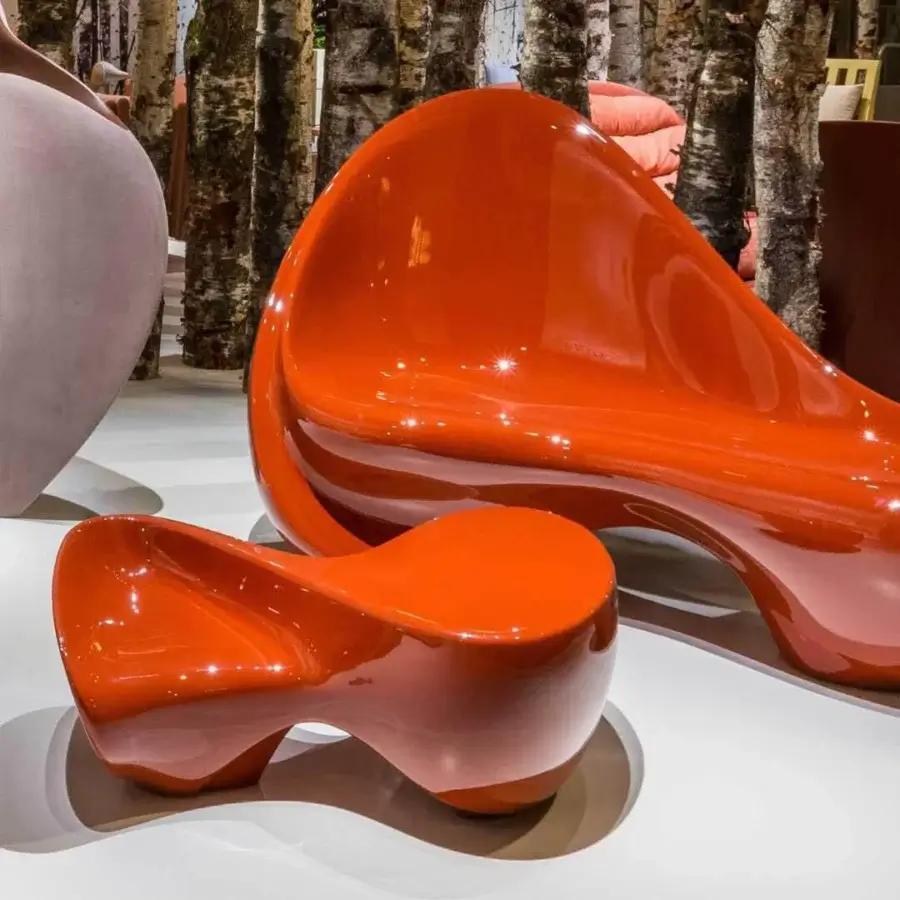 Avant-garde Serralunga Ripple coffee table with wave-inspired design sculpted from durable LLDPE and high-gloss lacquered finish