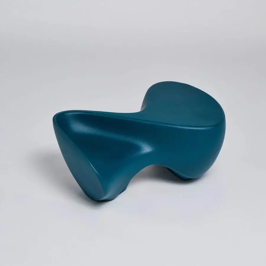 Exceptional Serralunga Ripple coffee table with organic form sculpted in deep teal lacquered LLDPE offering lasting quality