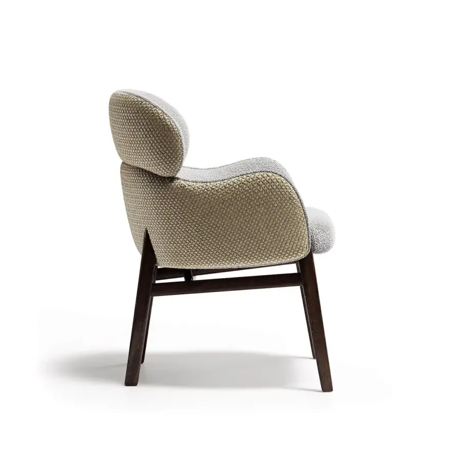 Superior Capital Dafne armchair with muted beige textured textile upholstery and dark satin-finish wooden legs